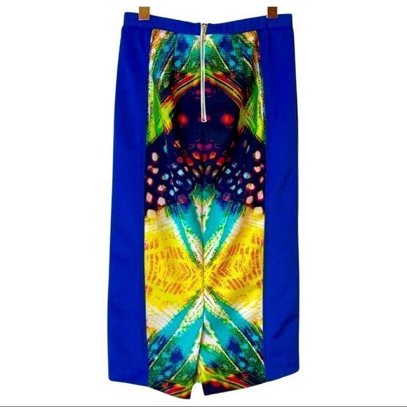XOXO Blue Panelled Pencil Skirt with Exposed Gold Zipper - Picture 3 of 7